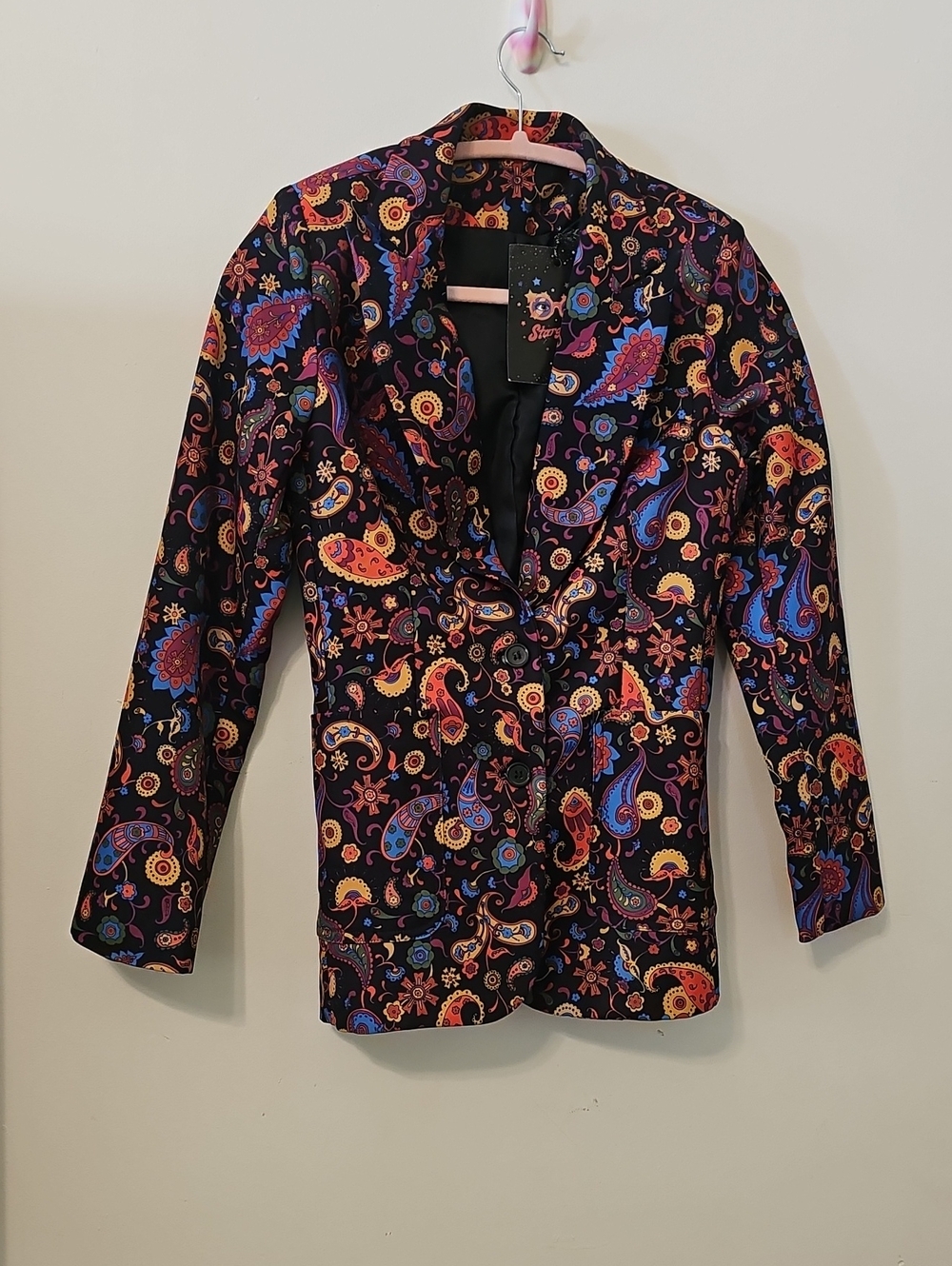 Black Paisley Print Women's Blazer - Multicolor Statement Jacket